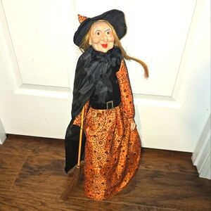 Halloween Witch with Broom & Hat